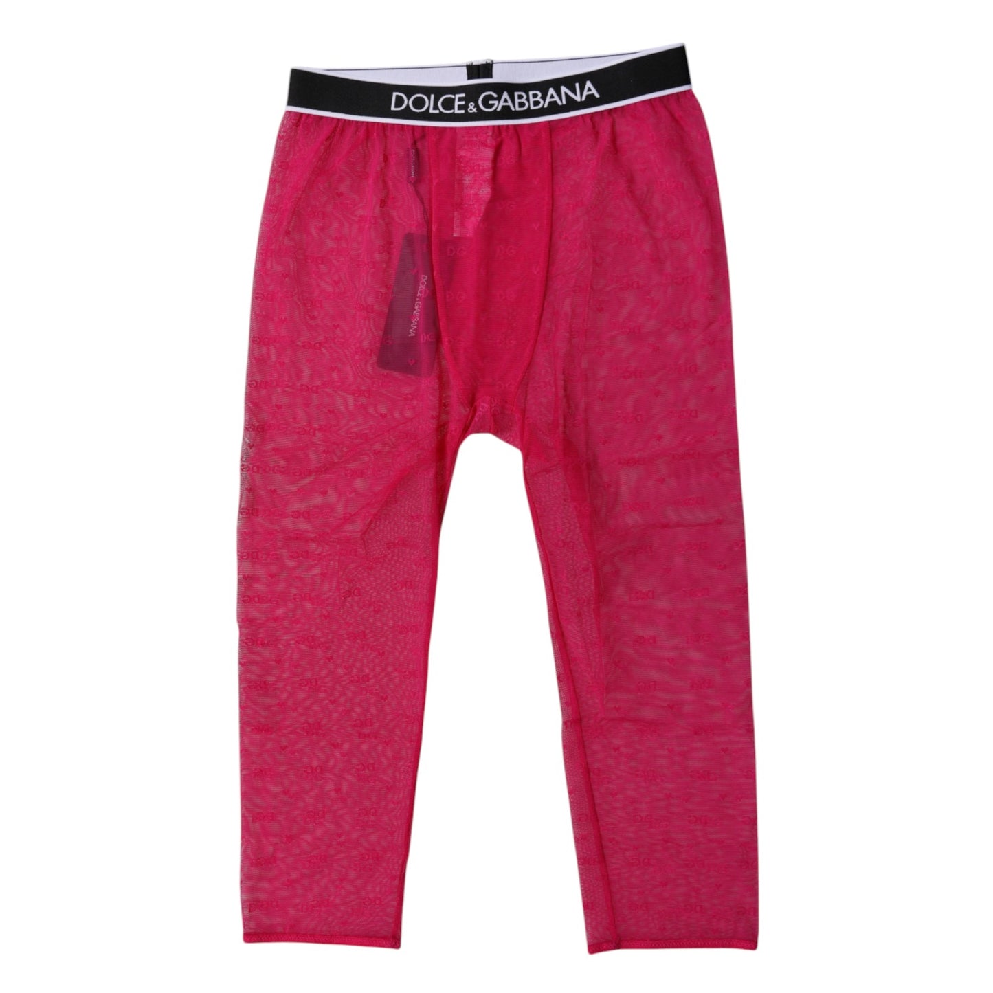 Dolce &amp; Gabbana – Kurze Nylon-Strumpfhose mit DG-Logo in Fuchsia