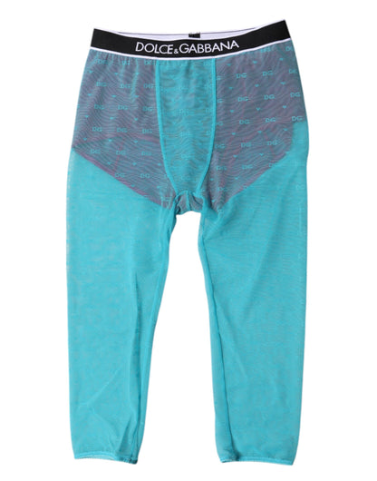 Dolce &amp; Gabbana – Kurze Unterwäsche mit Logo in Blau-Fuchsia