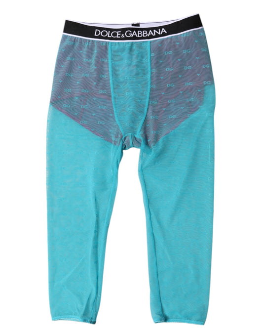 Dolce &amp; Gabbana – Kurze Unterwäsche mit Logo in Blau-Fuchsia