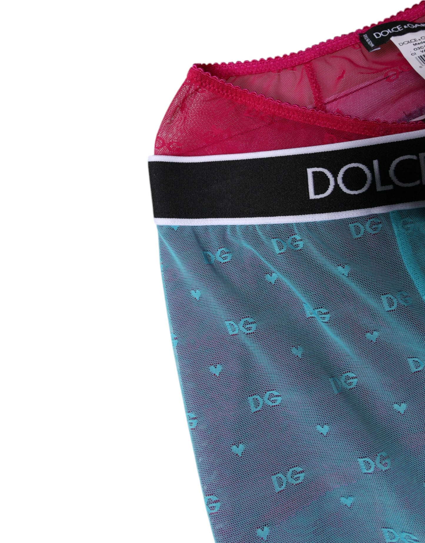 Dolce &amp; Gabbana – Kurze Unterwäsche mit Logo in Blau-Fuchsia