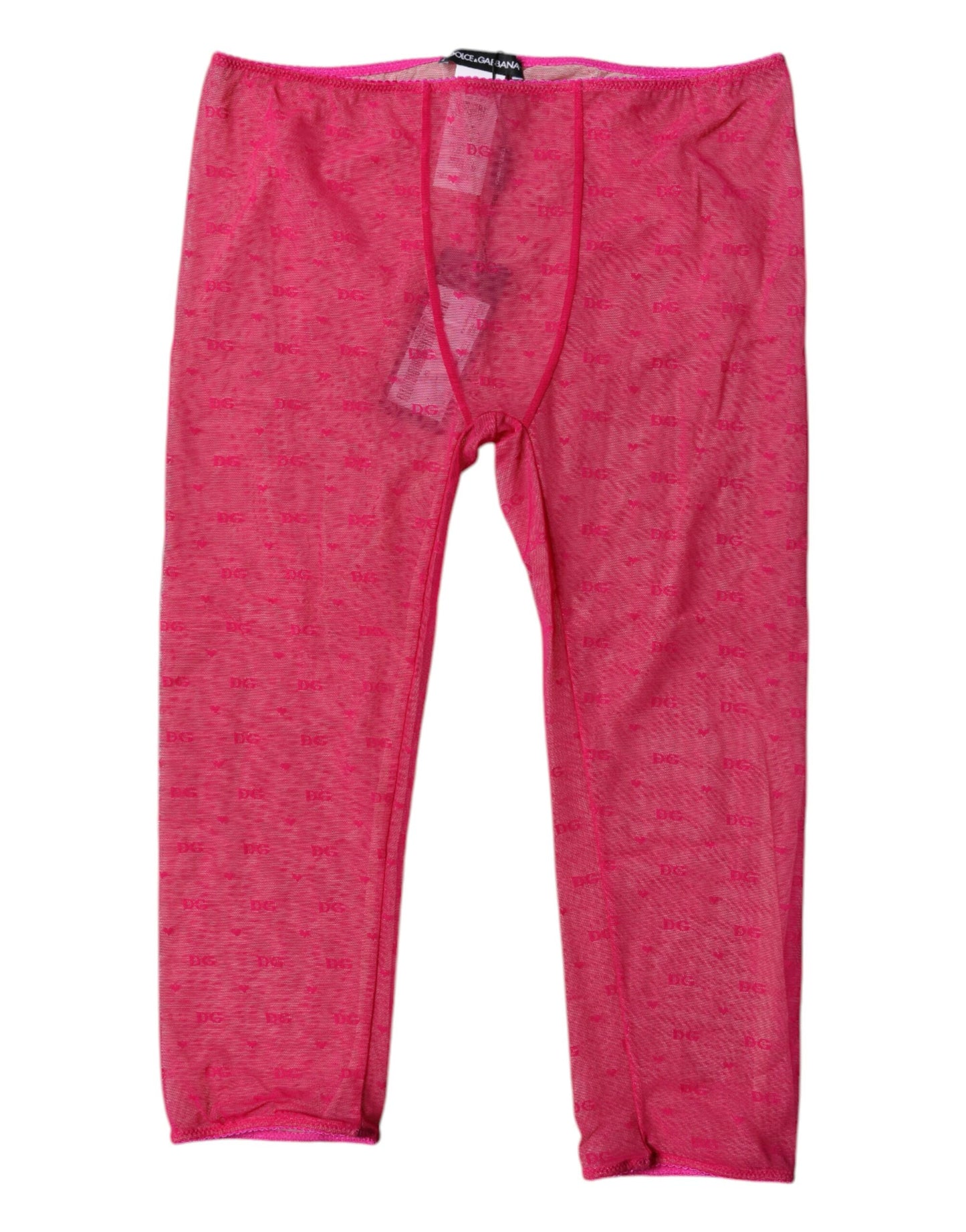 Dolce &amp; Gabbana – Kurze, enge Unterwäsche aus Spitze mit Logo in Fuchsia