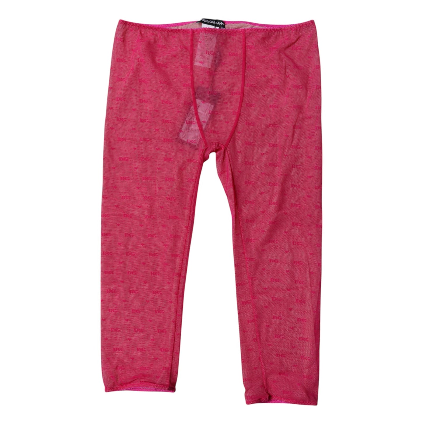 Dolce &amp; Gabbana – Kurze, enge Unterwäsche aus Spitze mit Logo in Fuchsia