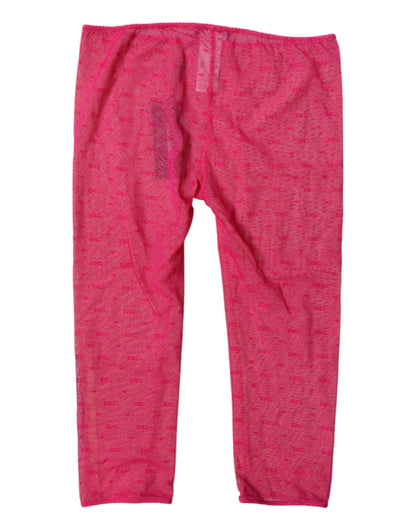 Dolce &amp; Gabbana – Kurze, enge Unterwäsche aus Spitze mit Logo in Fuchsia