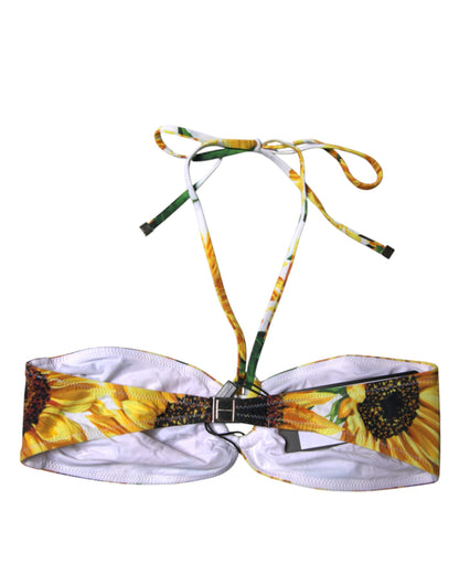 Dolce &amp; Gabbana Multicolor Floral Neckholder Beachwear Bikini Top Bademode