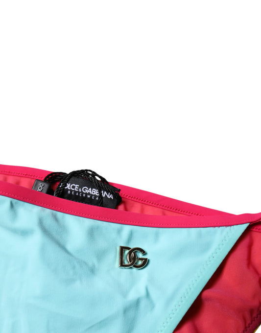 Dolce &amp; Gabbana Mehrfarbiger Badeanzug mit Logo, Bikinihose, Bademode