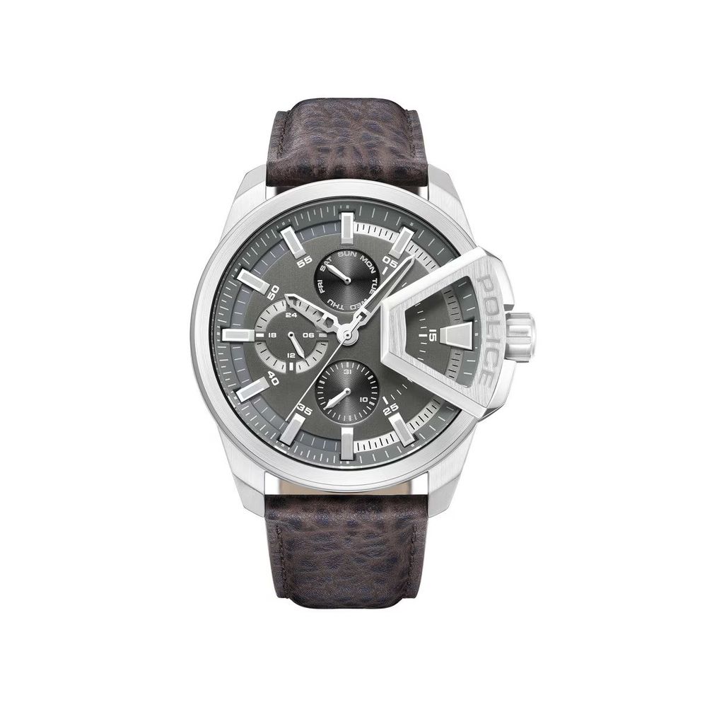 Braune Lederuhr von Police