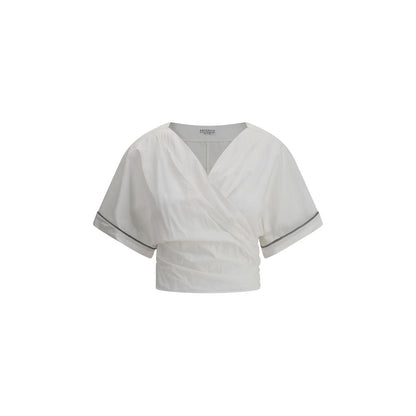 Brunello Cucinelli Bluse mit Schnallenknoten in der Taille