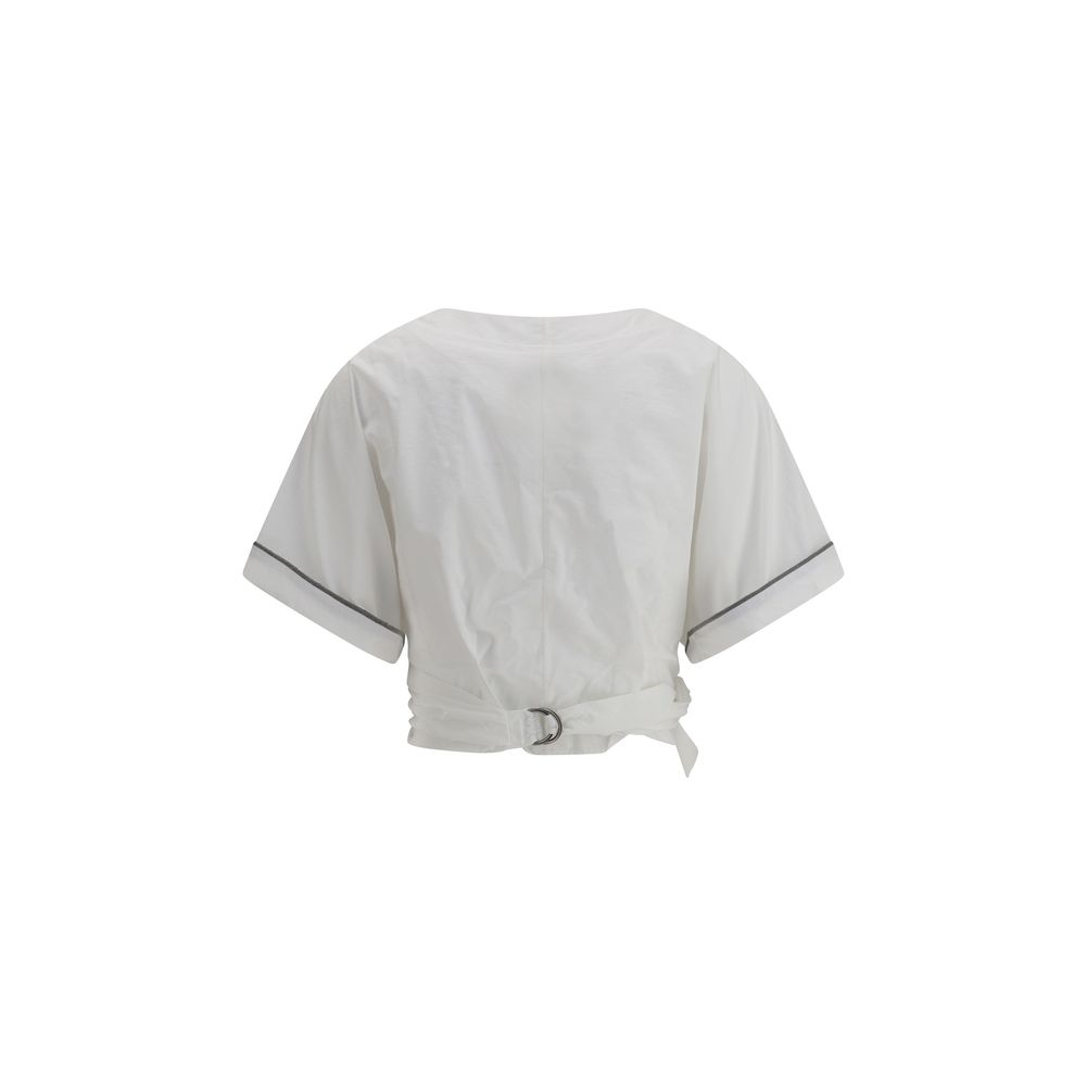 Brunello Cucinelli Bluse mit Schnallenknoten in der Taille