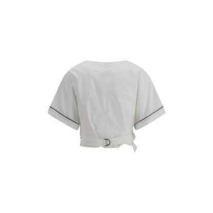 Brunello Cucinelli Bluse mit Schnallenknoten in der Taille