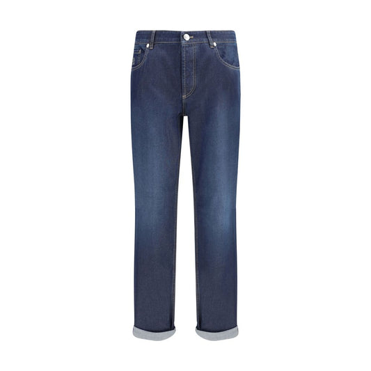 Brunello Cucinelli Blaue Baumwolljeans mit entspannter Passform