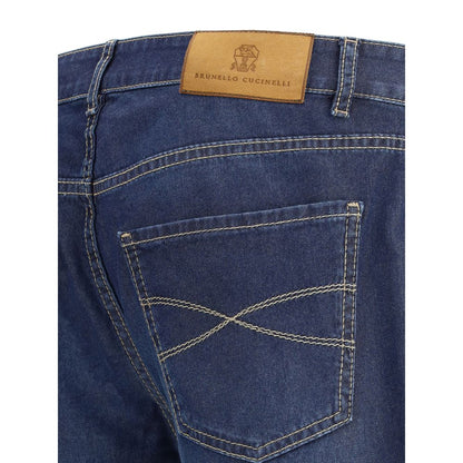 Brunello Cucinelli Blaue Baumwolljeans mit entspannter Passform