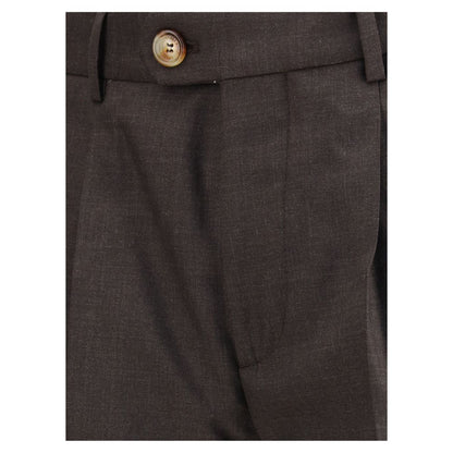 Brunello Cucinelli Brown Fleece Wool Casual Pants