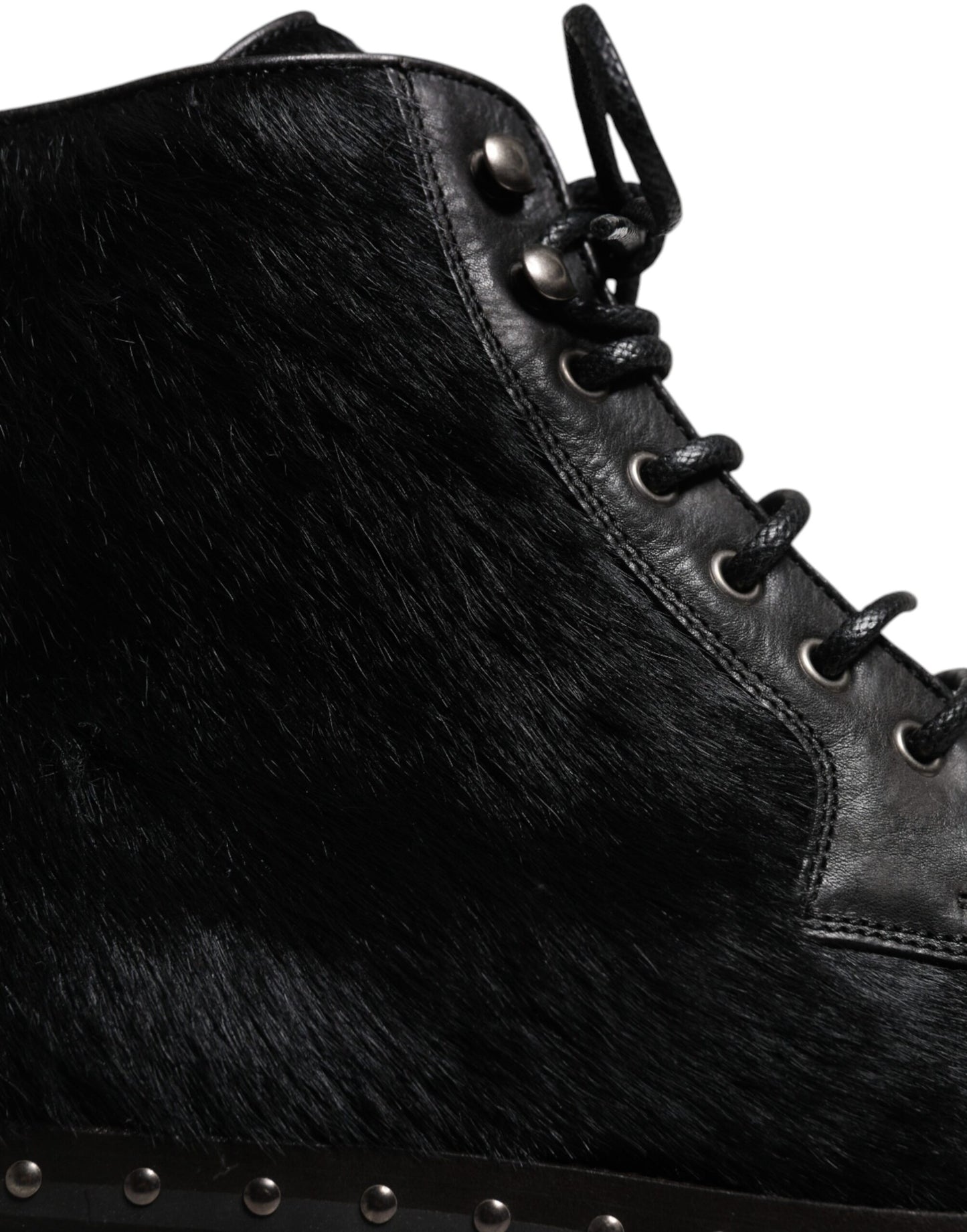 Dolce &amp; Gabbana – Schwarze Stiefeletten aus Leder im Pony-Stil mit halbhohem Schaft