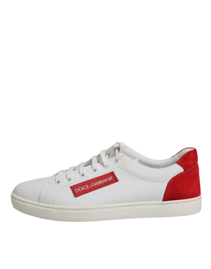 Dolce &amp; Gabbana Weiße Wildleder Low Top Sneakers Schuhe