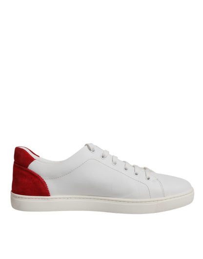 Dolce &amp; Gabbana Weiße Wildleder Low Top Sneakers Schuhe