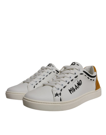 Dolce &amp; Gabbana Weiße Wildleder Low Top Sneakers Schuhe