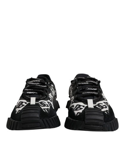 Dolce & Gabbana Black Logo Lace Up Low Top NS1 Sneakers Shoes