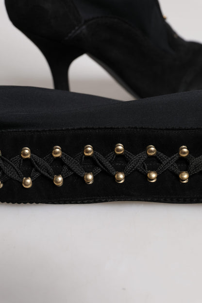 Dolce &amp; Gabbana Schwarze Schnürschuhe mit hohen Absätzen