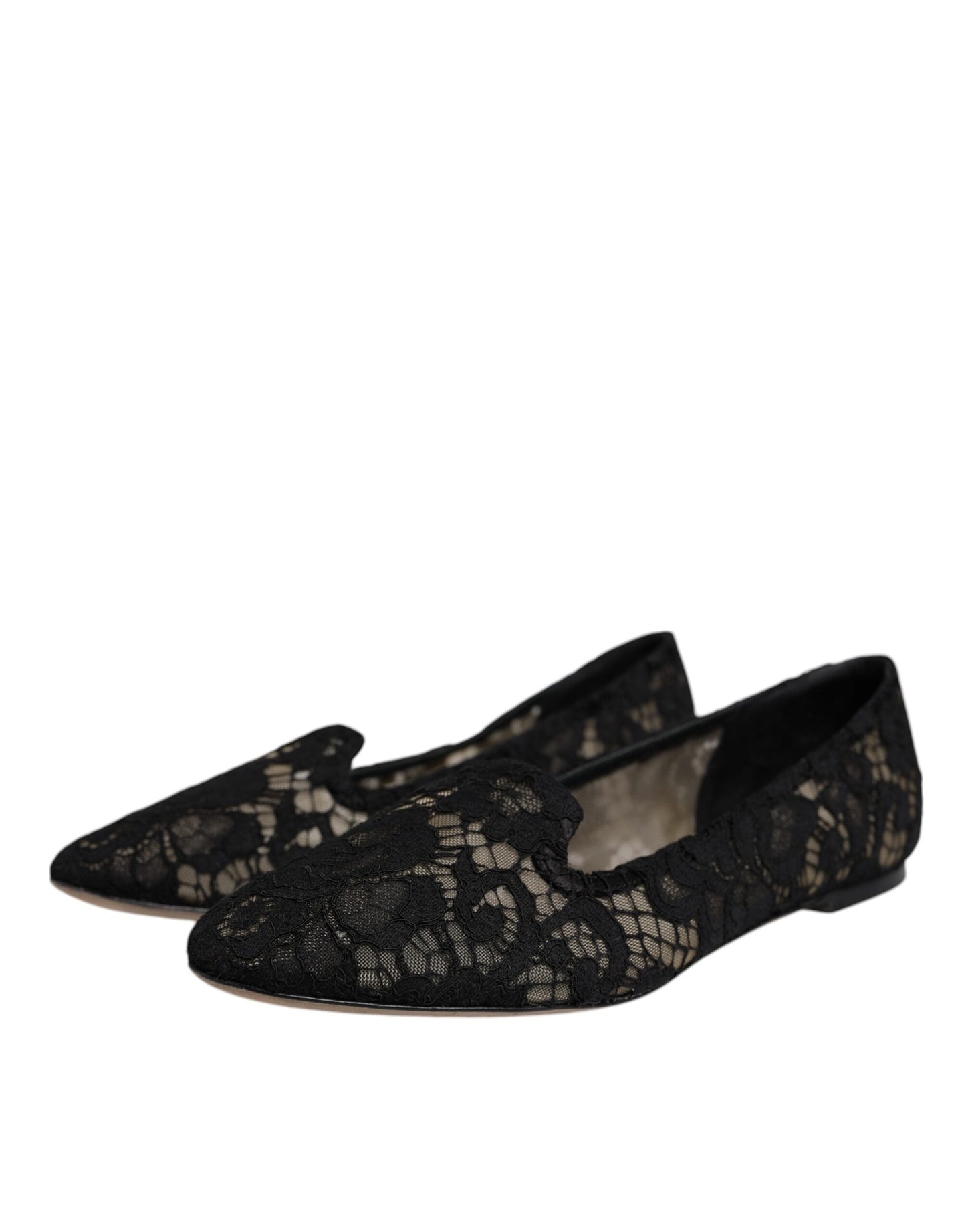 Dolce &amp; Gabbana – Schwarze Taormina-Schlupfschuhe mit Spitze