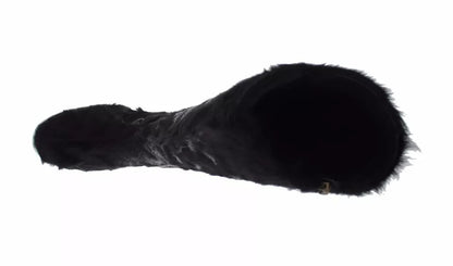 Dolce &amp; Gabbana Schwarze Xiangao Lammfell-Lederstiefel