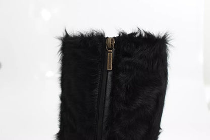 Dolce &amp; Gabbana Schwarze Xiangao Lammfell-Lederstiefel