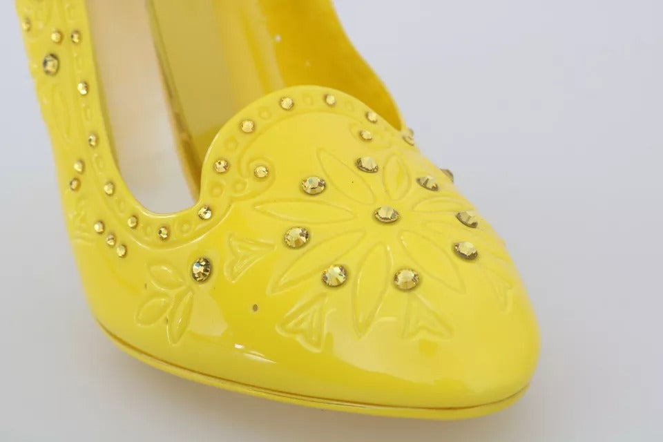 Dolce &amp; Gabbana Gelbe Kristall Heels CINDERELLA Schuhe