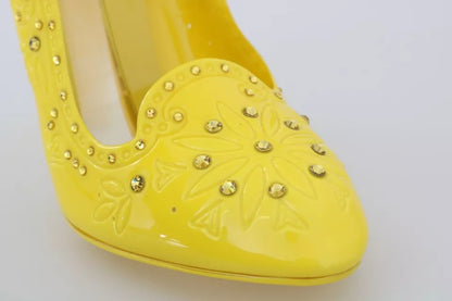 Dolce &amp; Gabbana Gelbe Kristall Heels CINDERELLA Schuhe
