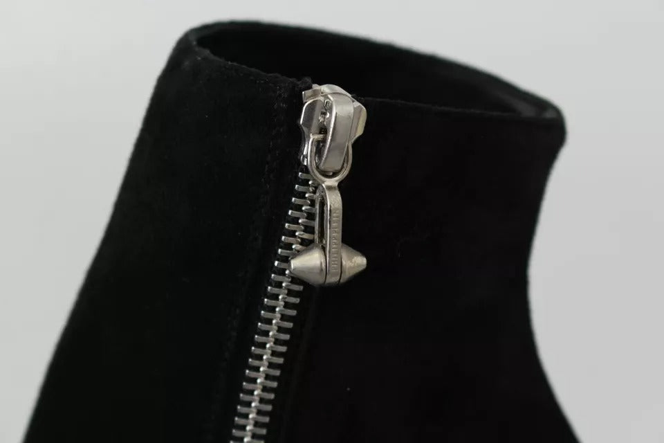 Philipp Plein – Schwarze Wildleder-Stiefeletten mit Nietenabsatz