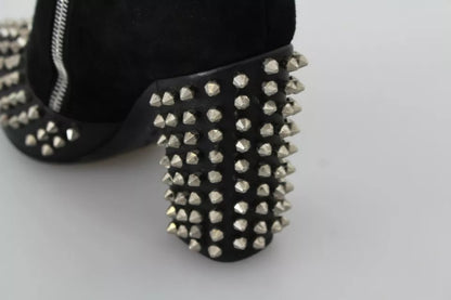 Philipp Plein – Schwarze Wildleder-Stiefeletten mit Nietenabsatz