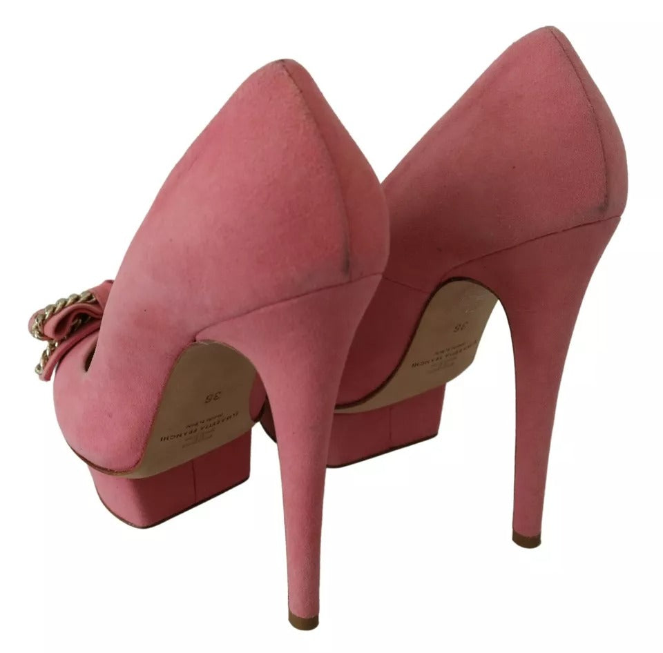 Elisabetta Franchi Pink Bow Stiletto Heel Pumps Schuhe