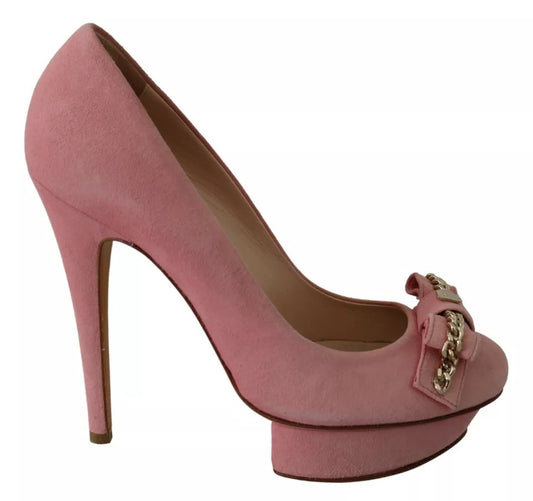 Elisabetta Franchi Pink Bow Stiletto Heel Pumps Schuhe