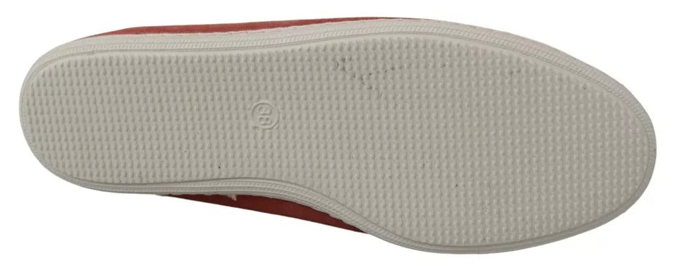 Pantofola D'Oro – Ballerinas aus Wildleder in Koralle mit Schleife und Spitze