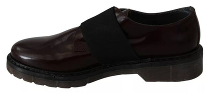 Dr. Martens – Dunkelbraune Lederschuhe mit elastischem Riemen
