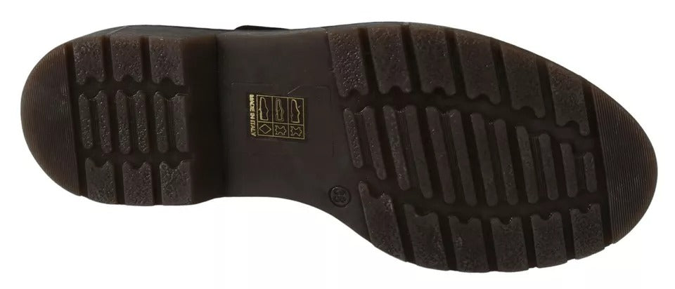 Dr. Martens – Dunkelbraune Lederschuhe mit elastischem Riemen