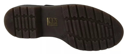 Dr. Martens – Dunkelbraune Lederschuhe mit elastischem Riemen