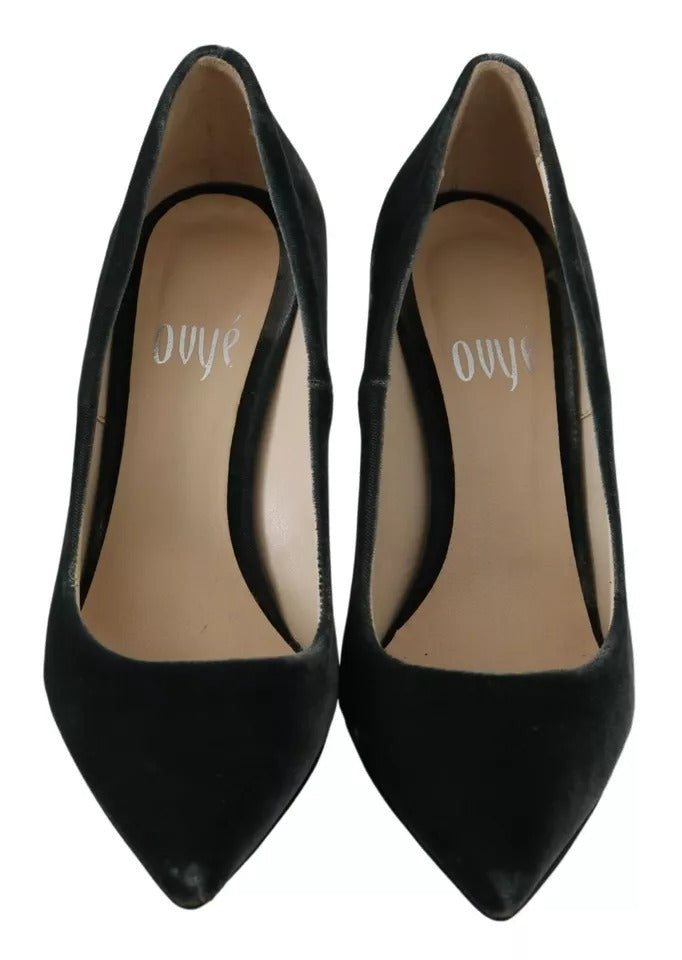 حذاء Ovyé Grey Velvet Dress Stiletto Pumps