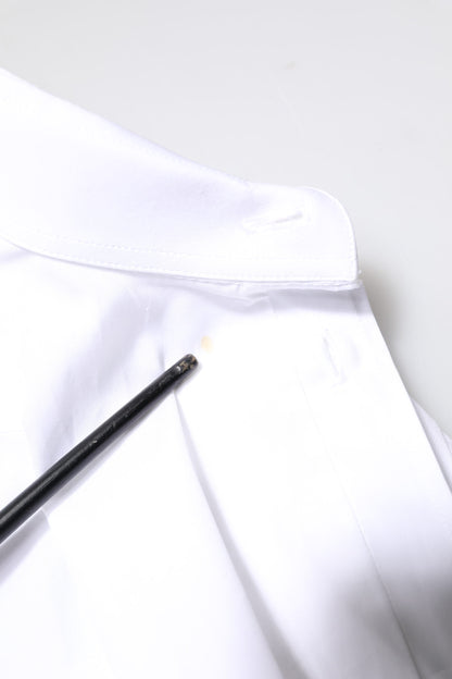 Dolce &amp; Gabbana Weiß GOLD Baumwolle Langarm Herren Hemd