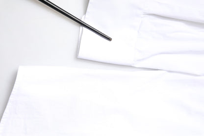 قميص رجالي من دولتشي آند غابانا باللون الأبيض الذهبي بأكمام طويلة من القطن