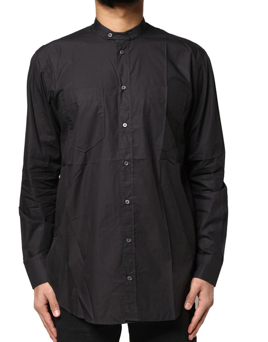 Dolce &amp; Gabbana Schwarzes Baumwoll-Button-Down-Freizeithemd für Herren