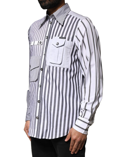 Dolce &amp; Gabbana – Freizeithemd mit mehrfarbigen Streifen und Button-Down-Kragen