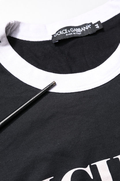 Dolce &amp; Gabbana – Schwarzes Sicilia-T-Shirt mit Rundhalsausschnitt und kurzen Ärmeln