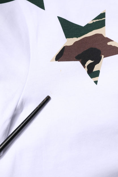 Dolce &amp; Gabbana – Weißes T-Shirt mit Rundhalsausschnitt und Camouflage-Sternen