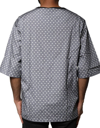 Dolce &amp; Gabbana Graues T-Shirt mit Rundhalsausschnitt und Pin-Up-Print mit Polka Dots