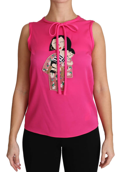 Dolce &amp; Gabbana Pink Family Seiden-Tanktop Mama Bluse Top Shirt