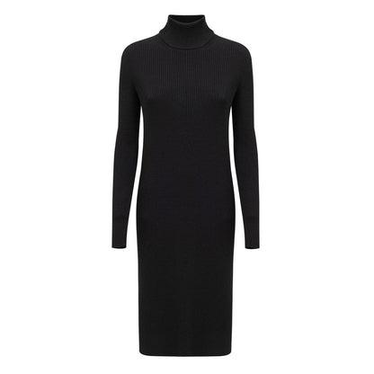 Langes Kleid aus schwarzer Wolle von Bottega Veneta