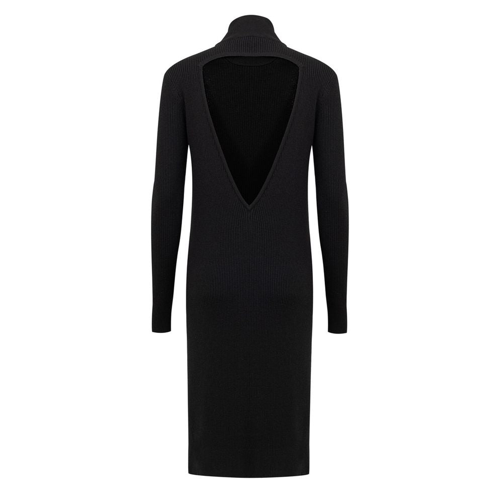 Langes Kleid aus schwarzer Wolle von Bottega Veneta