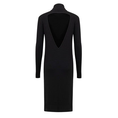 Langes Kleid aus schwarzer Wolle von Bottega Veneta