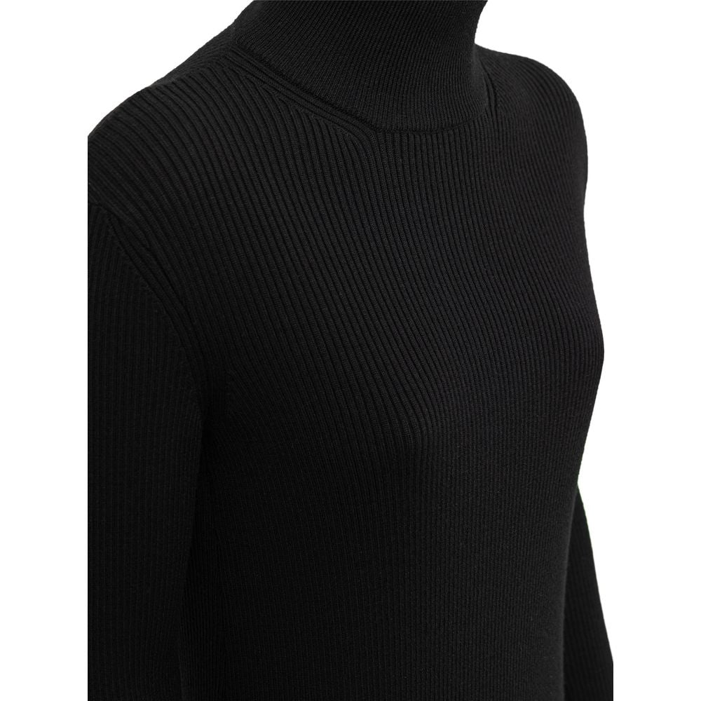Langes Kleid aus schwarzer Wolle von Bottega Veneta