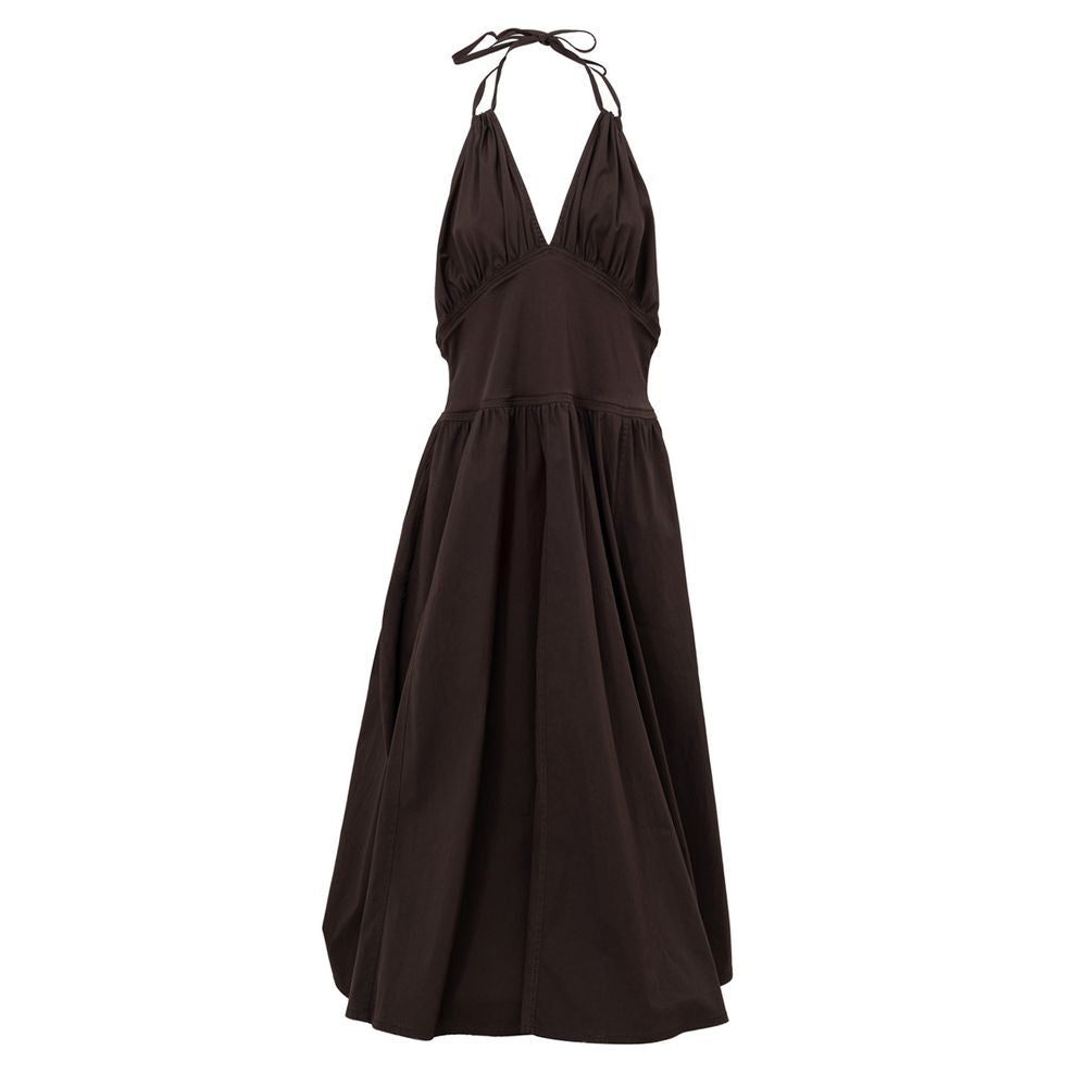 Langes Kleid aus brauner Baumwolle von Bottega Veneta