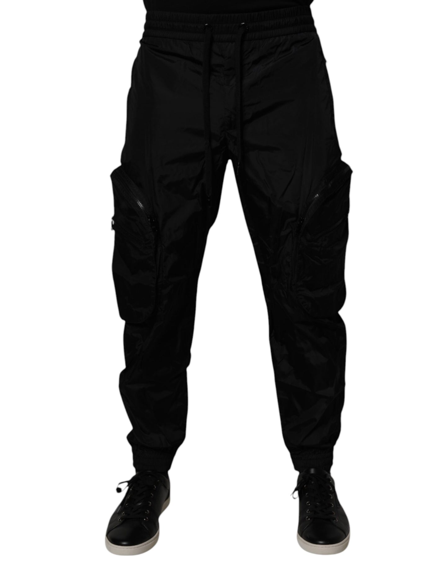 Dolce &amp; Gabbana Schwarze Nylon Cargo Jogger Herren Jogginghose